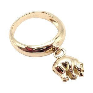 Rare! Authentic Van Cleef & Arpels 18k Yellow Gold Bear Charm Band Ring